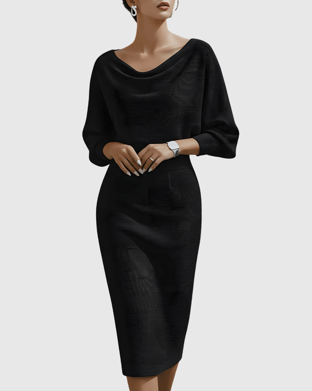 ISMERIA | Robe midi avec manches chauve-souris