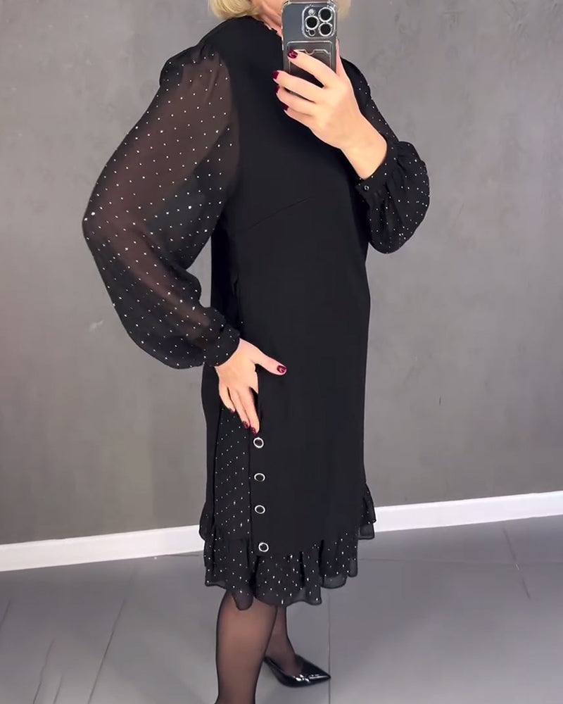 ELIANA | Robe Élégante avec Manches Transparentes et Coupe Flatteuse pour les Occasions d'Automne
