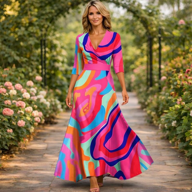 Fleur™ | Robe Fleurie Élégante à Col en V