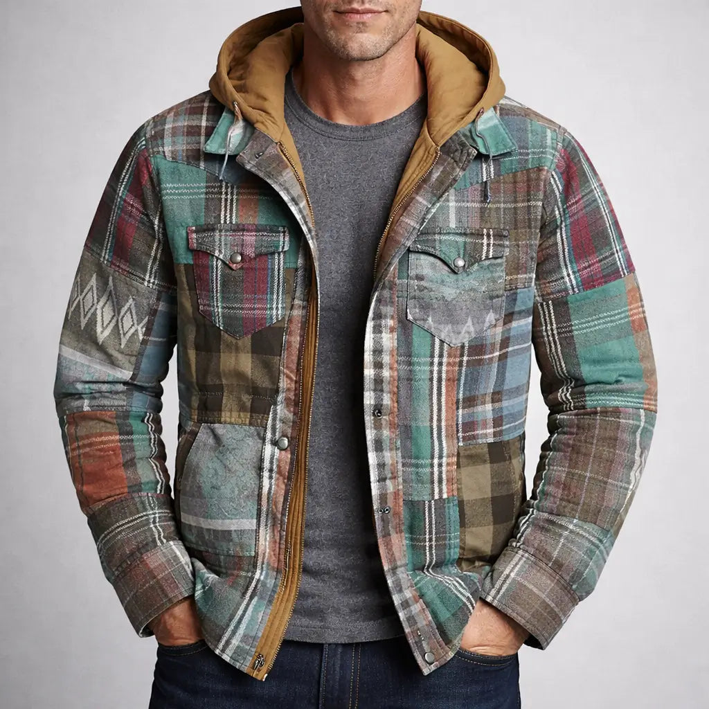 LUIS | Veste Patchwork Vintage à Carreaux