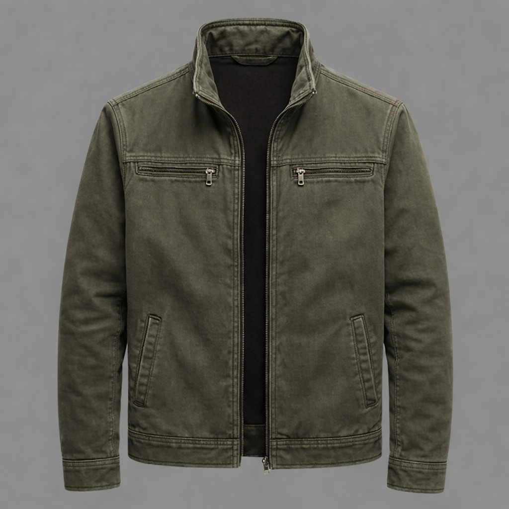 CARLOS | Veste Vintage en Coton avec Fermeture Éclair