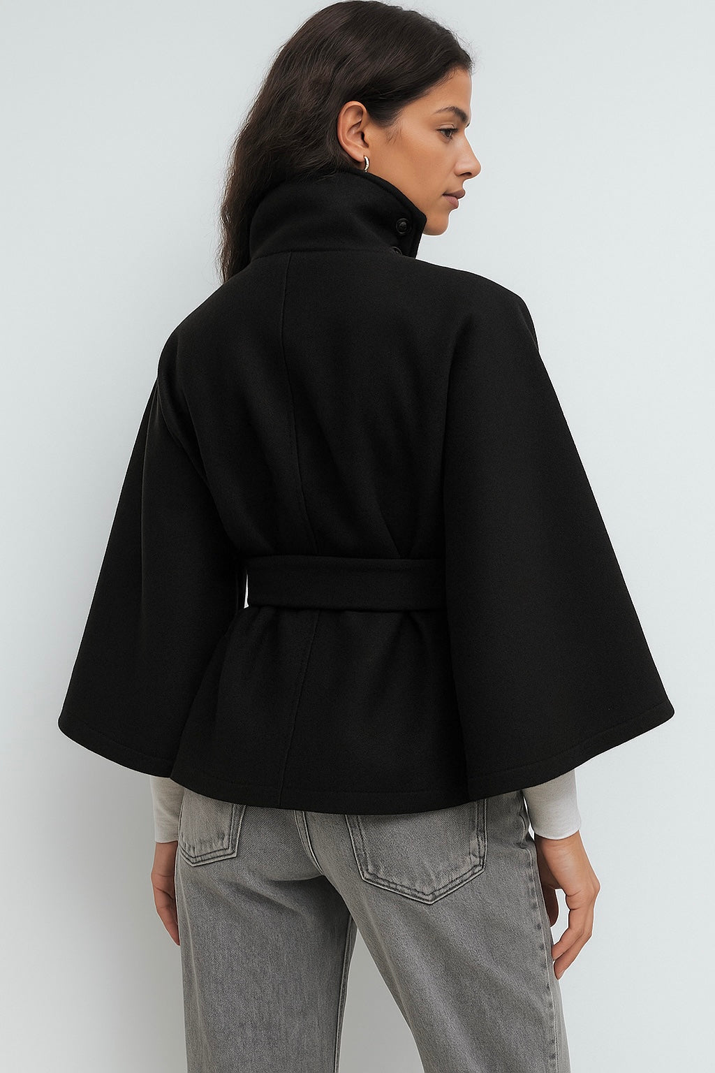 Chloe™ | Veste Cape à Col Montant avec Ceinture