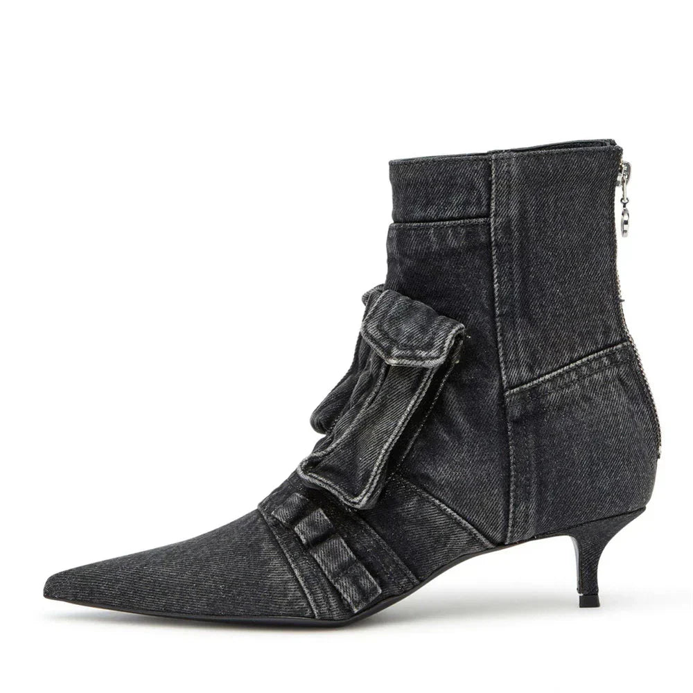 Vega - Bottines de design cargo en tissu denim