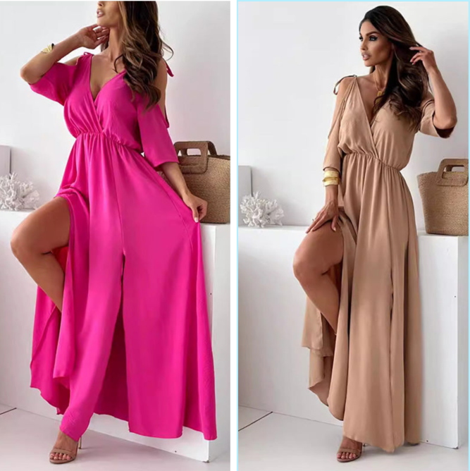 ISABELLA | Robe Élégante avec Fente Latérale et Décolleté en V pour un Style Flatteur et Féminin