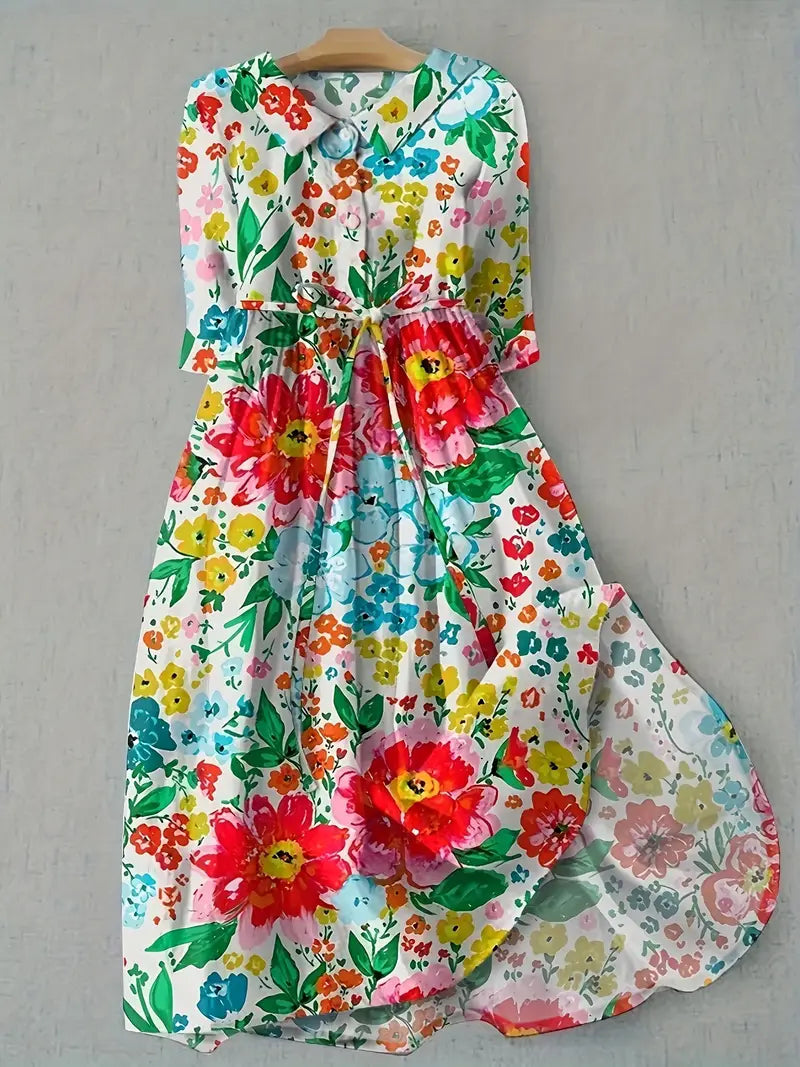 Colette | Robe à Fleurs Colorées et Vivantes