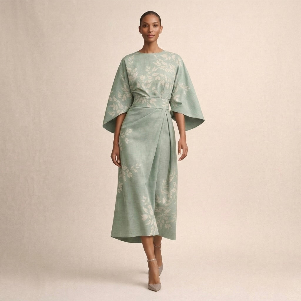 CLEMENTINE | Midi Floral avec Taille Sculptée et Élégance Aérée