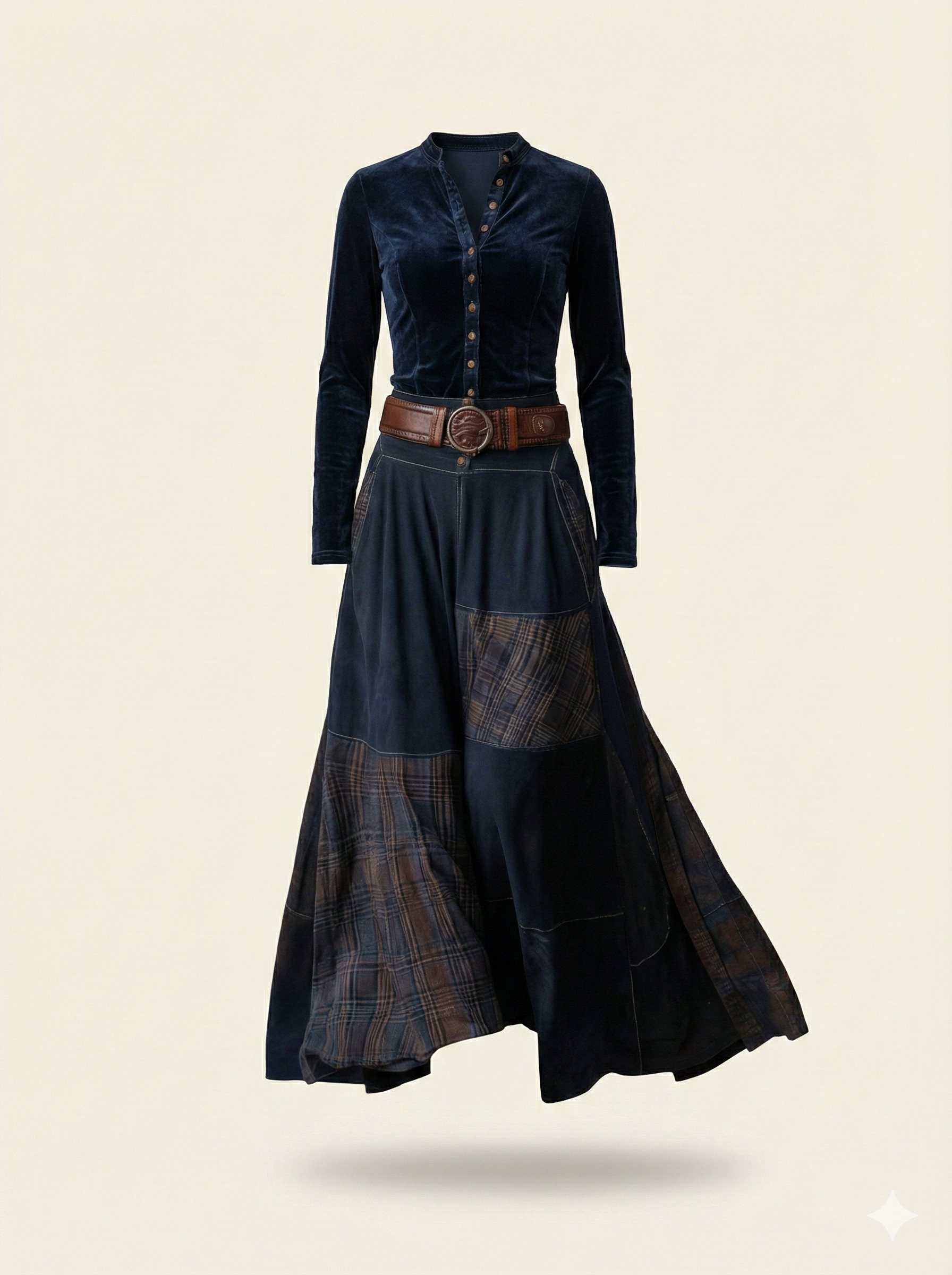 Mireille™ | Robe longue en daim avec ceinture