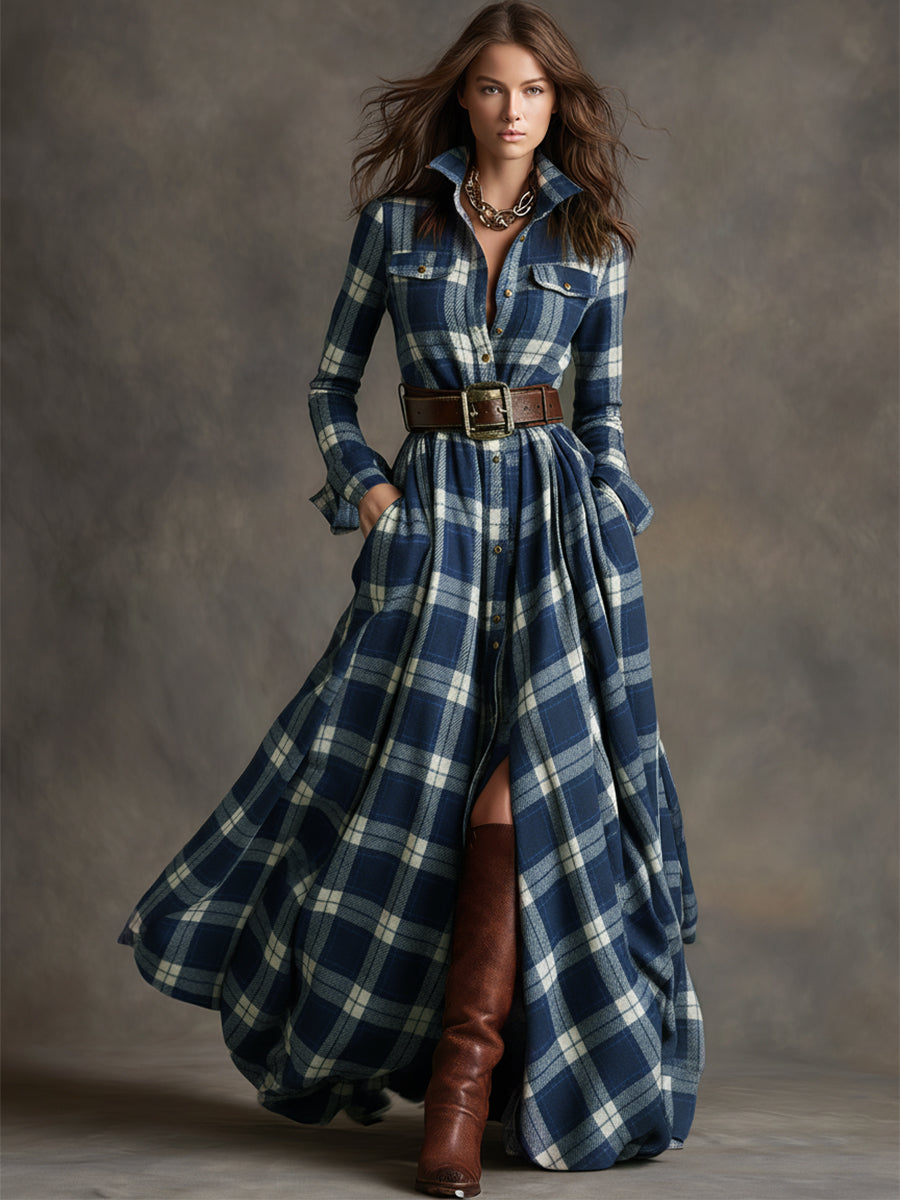 Giulietta - Robe Chemise Maxi avec Motif À Carreaux