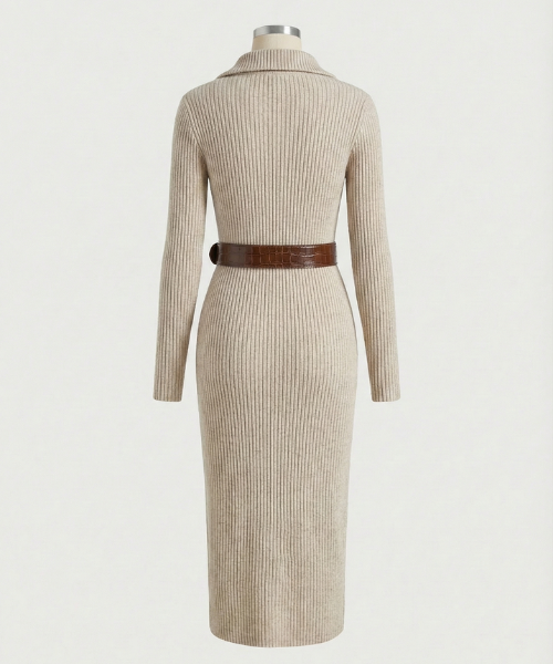 Gylian™ | Robe en maille avec col mi-montant et ceinture