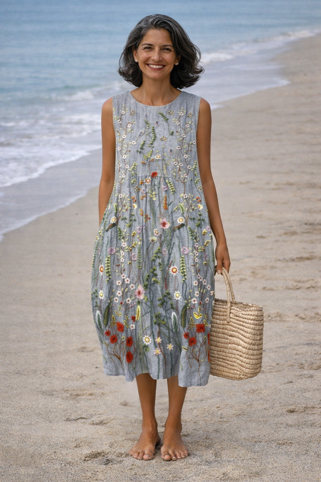 Cara | Robe midi avec fleurs sauvages