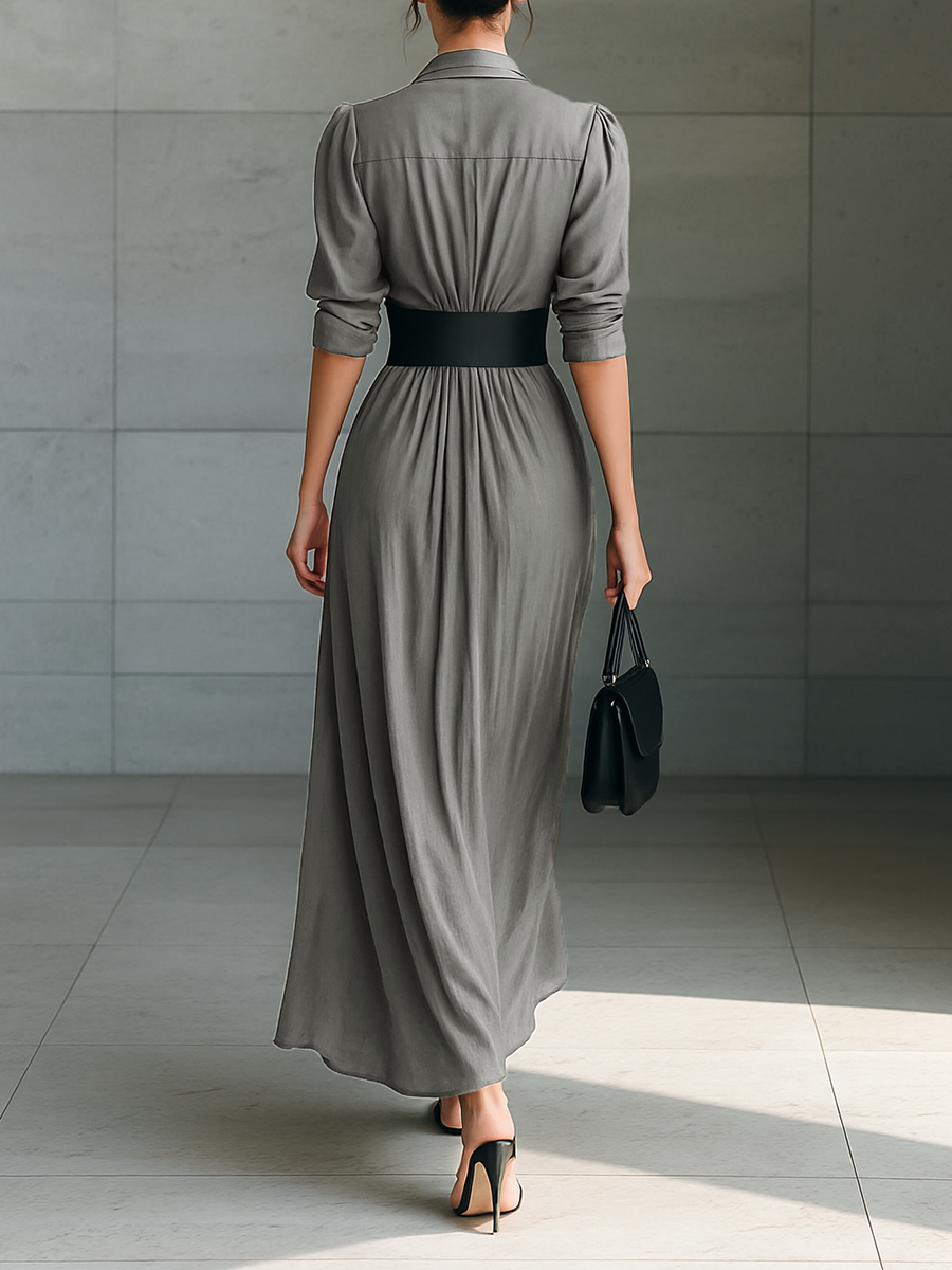 Zahara | Robe Longue Plissée avec Ceinture