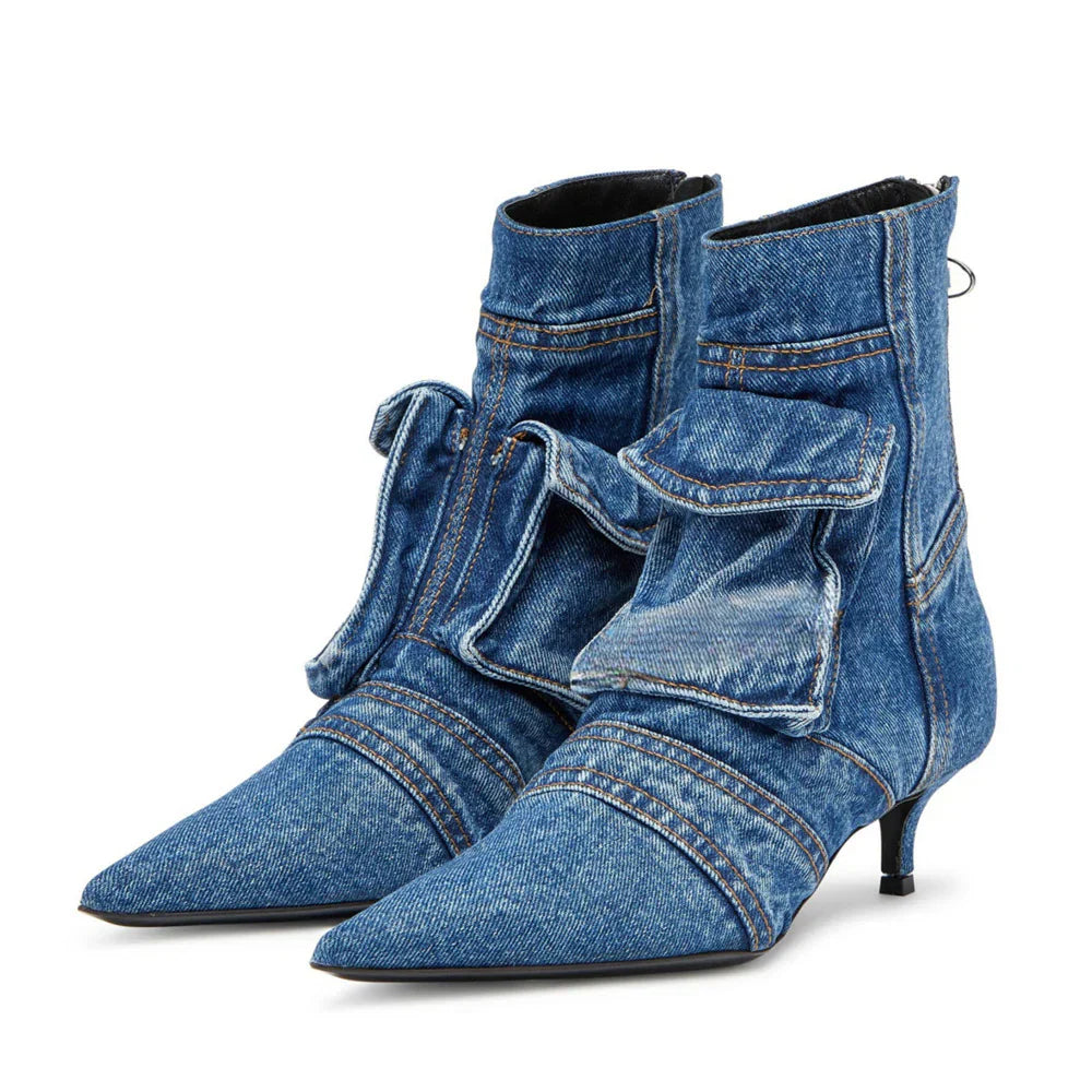 Vega - Bottines de design cargo en tissu denim