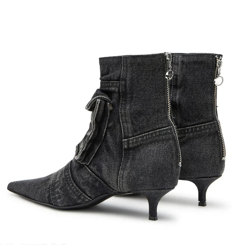 Vega - Bottines de design cargo en tissu denim