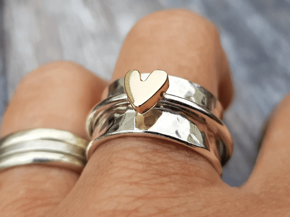 Miraida™ | Bague en Argent avec Cœur Doré