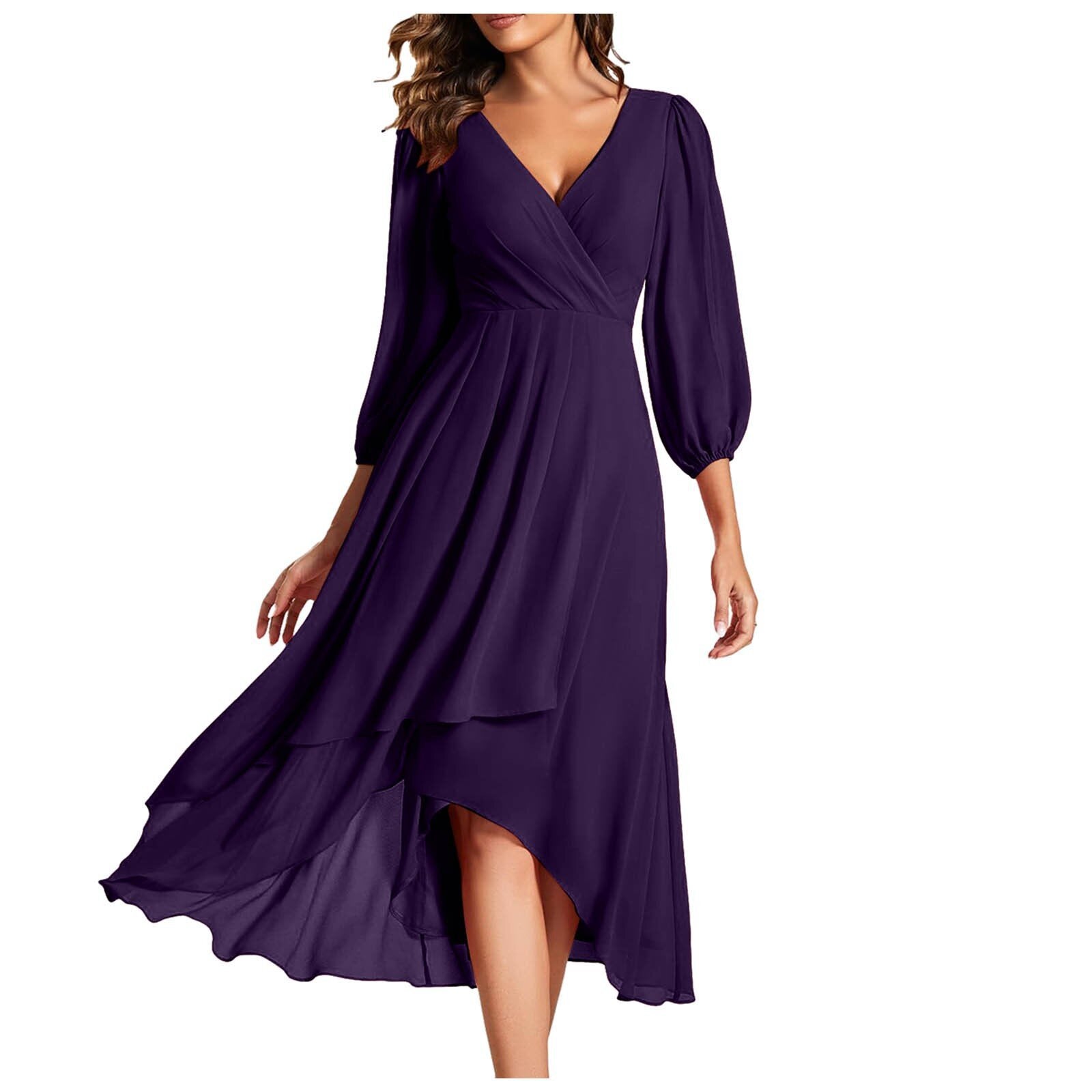 AURORA | Robe asymétrique avec décolleté en V et jupe fluide pour une élégance moderne