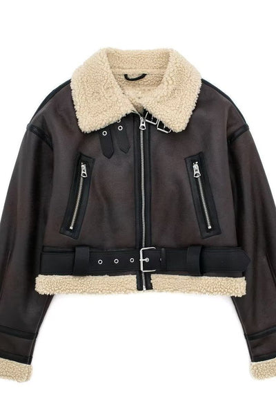 Nalani™  | Manteau en Cuir et Fourrure