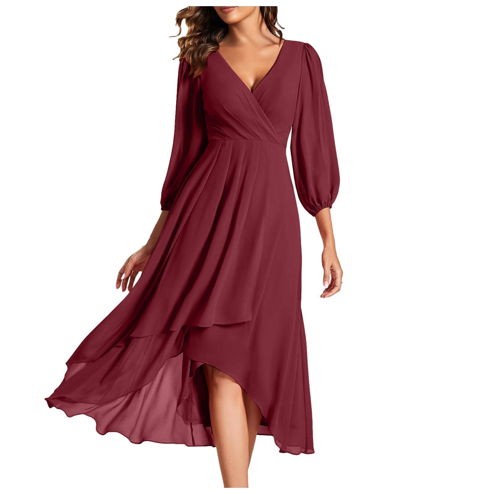 AURORA | Robe asymétrique avec décolleté en V et jupe fluide pour une élégance moderne