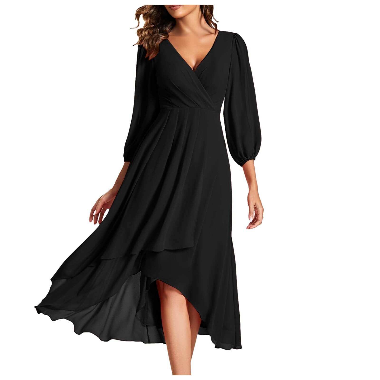 AURORA | Robe asymétrique avec décolleté en V et jupe fluide pour une élégance moderne