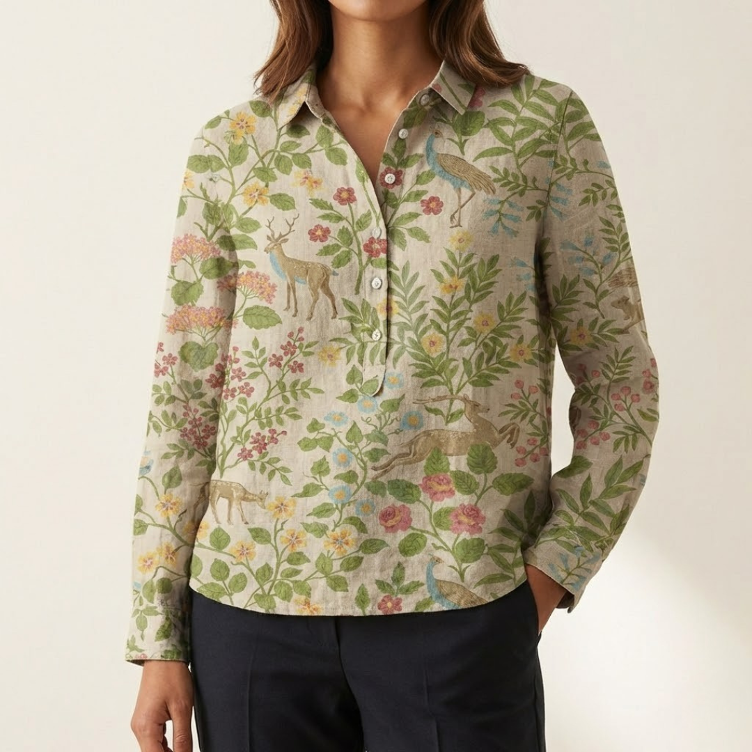 Bianca™ | Blouse en Lin Intemporelle avec Imprimé