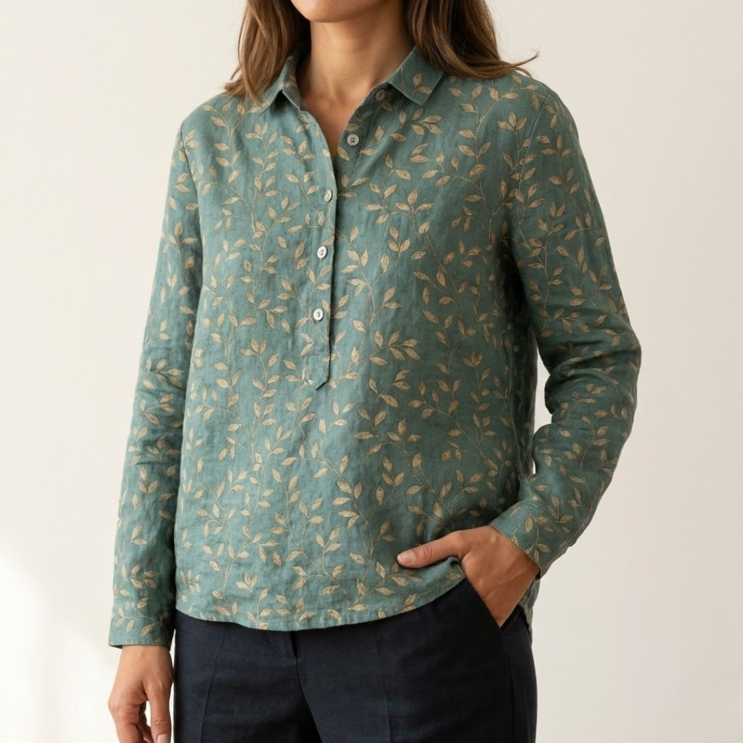 Seraphina™ | Blouse en Lin Intemporelle avec Imprimé
