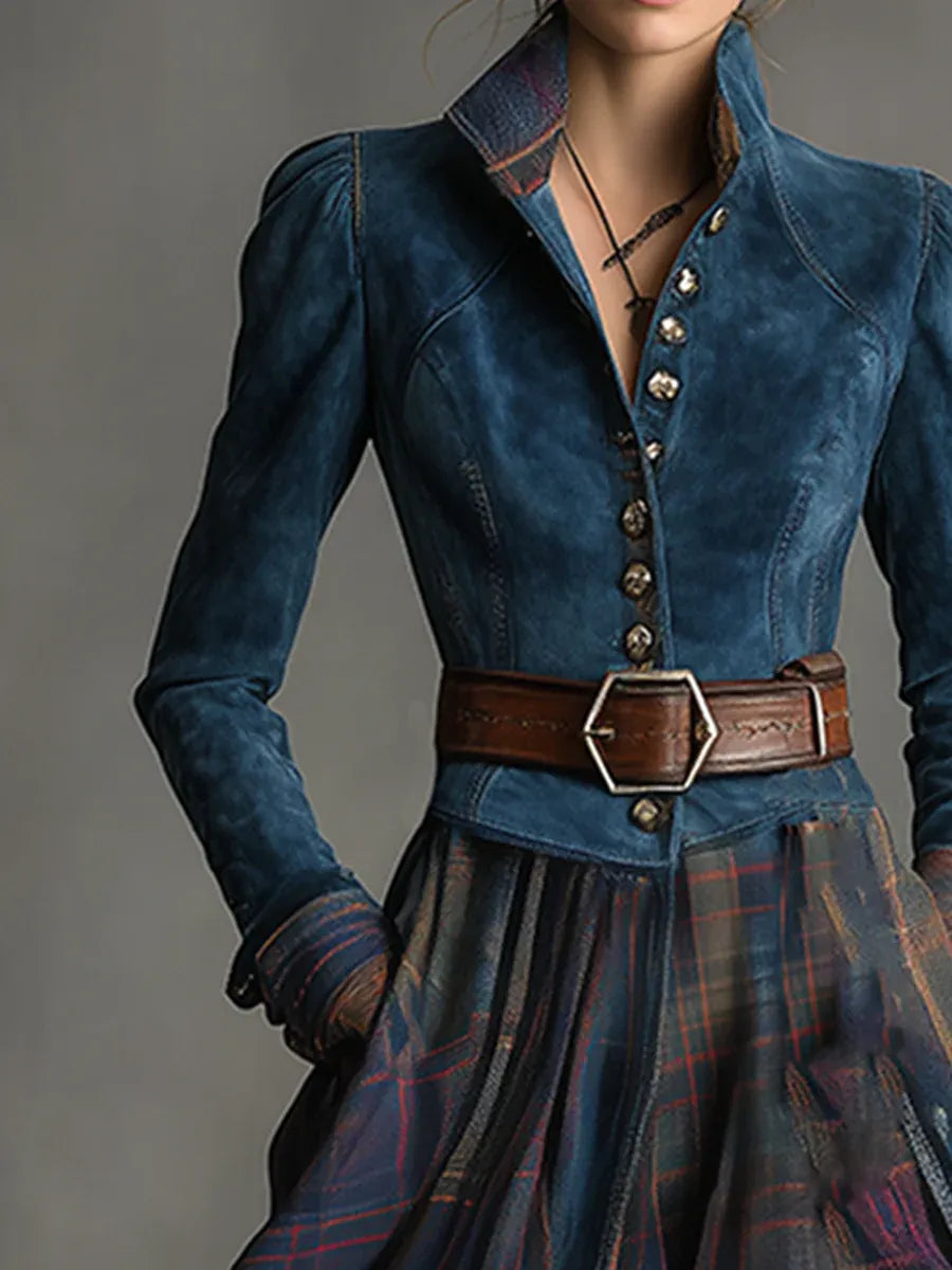 Elebeur™ | Robe maxi en daim bleu