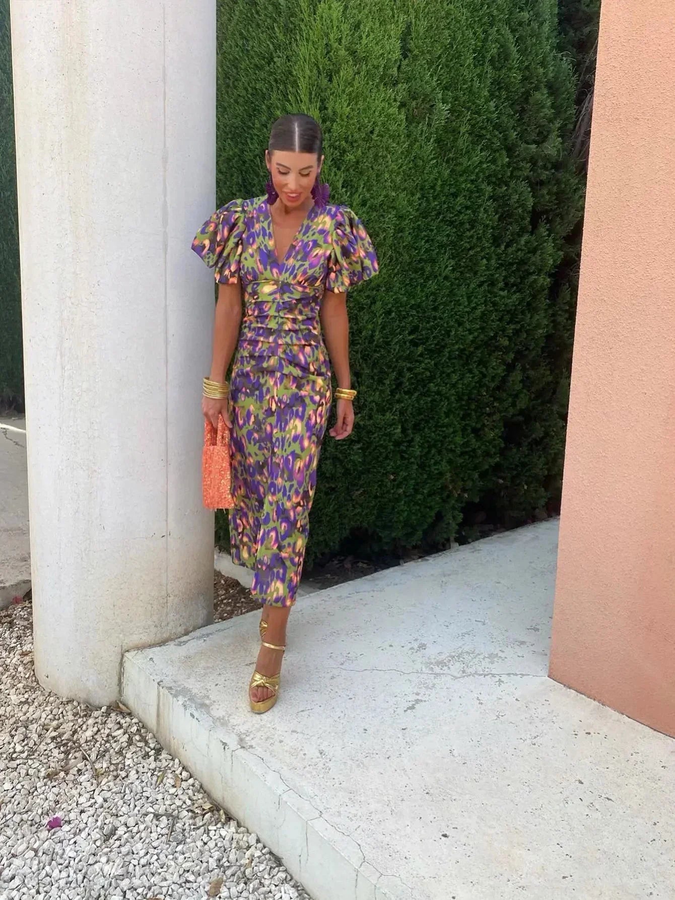 Noor™ | Robe Mi-Longue à Manches Bouffantes