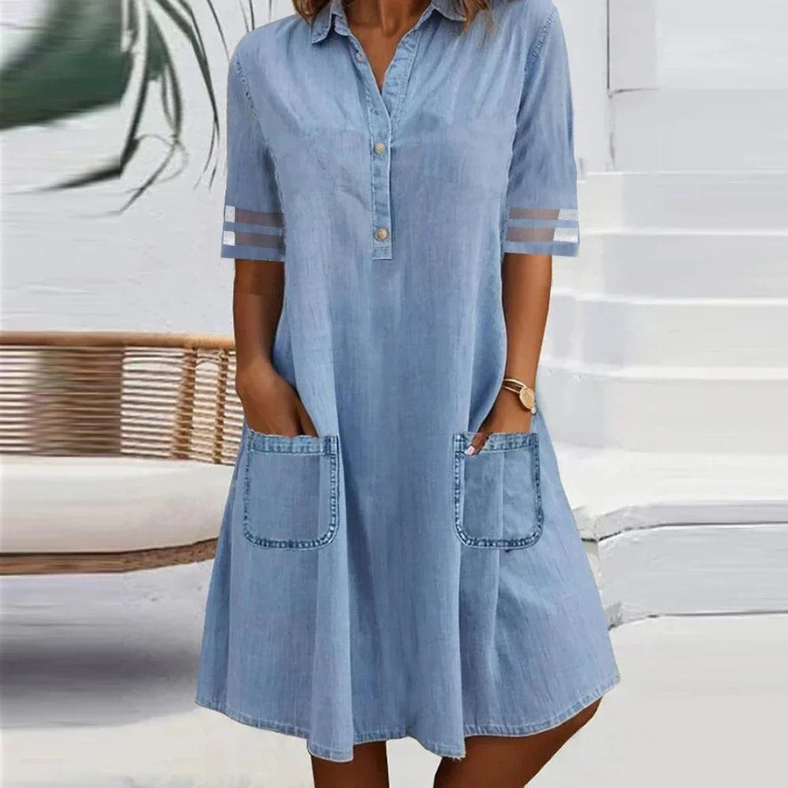 GABRIELLA | Robe Mini en Denim avec Poches Confortables et Style Décontracté pour Tous les Jours