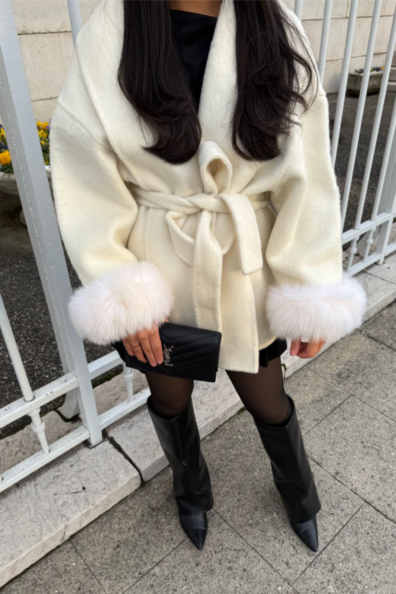 Aurelia™  | Manteau en Laine avec Fourrure