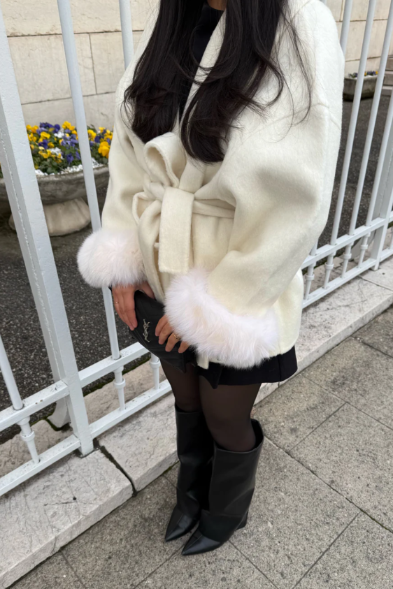 Aurelia™  | Manteau en Laine avec Fourrure