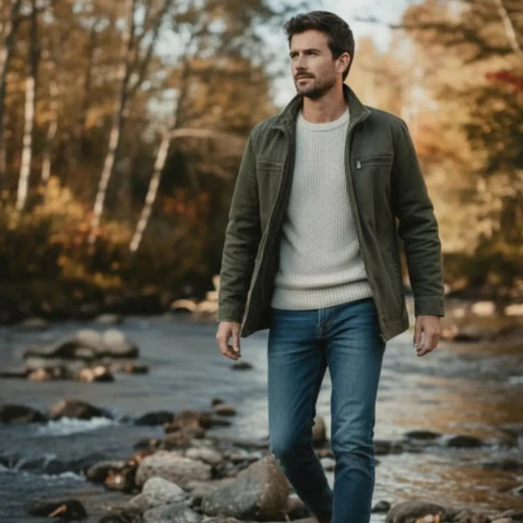 CARLOS | Veste Vintage en Coton avec Fermeture Éclair