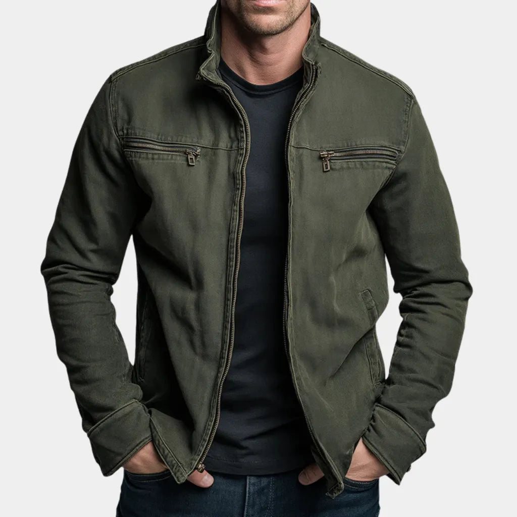 CARLOS | Veste Vintage en Coton avec Fermeture Éclair