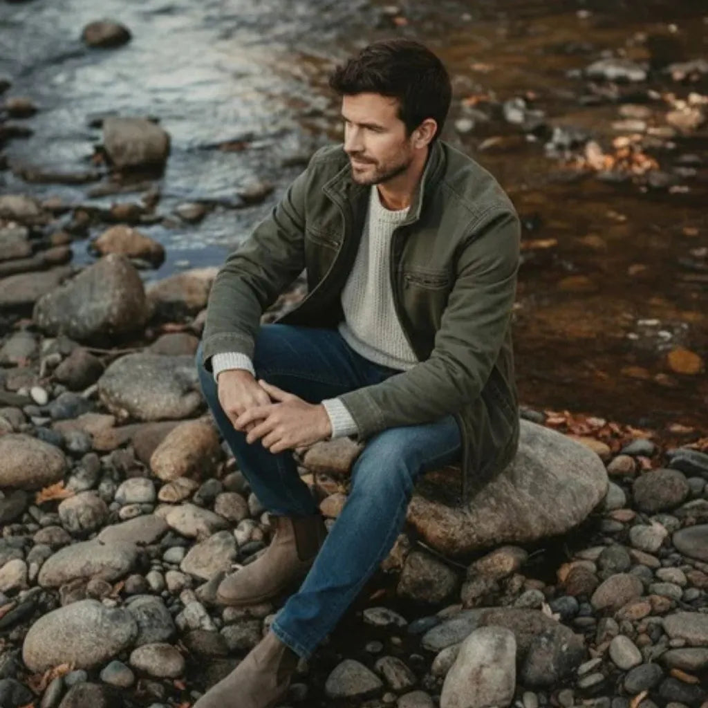 CARLOS | Veste Vintage en Coton avec Fermeture Éclair