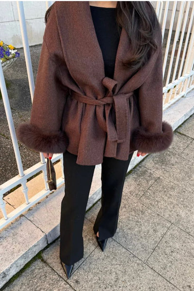 Aurelia™  | Manteau en Laine avec Fourrure