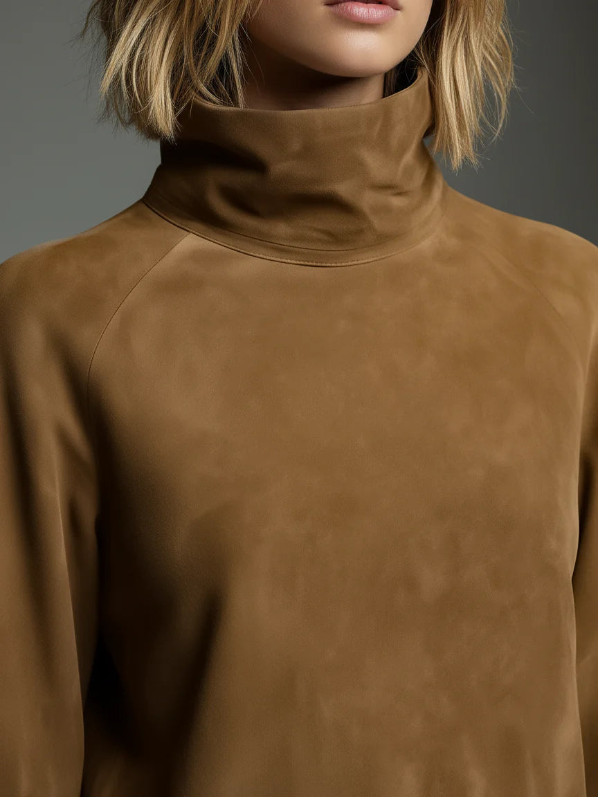 Acheter | Robe mini en daim ample avec col montant