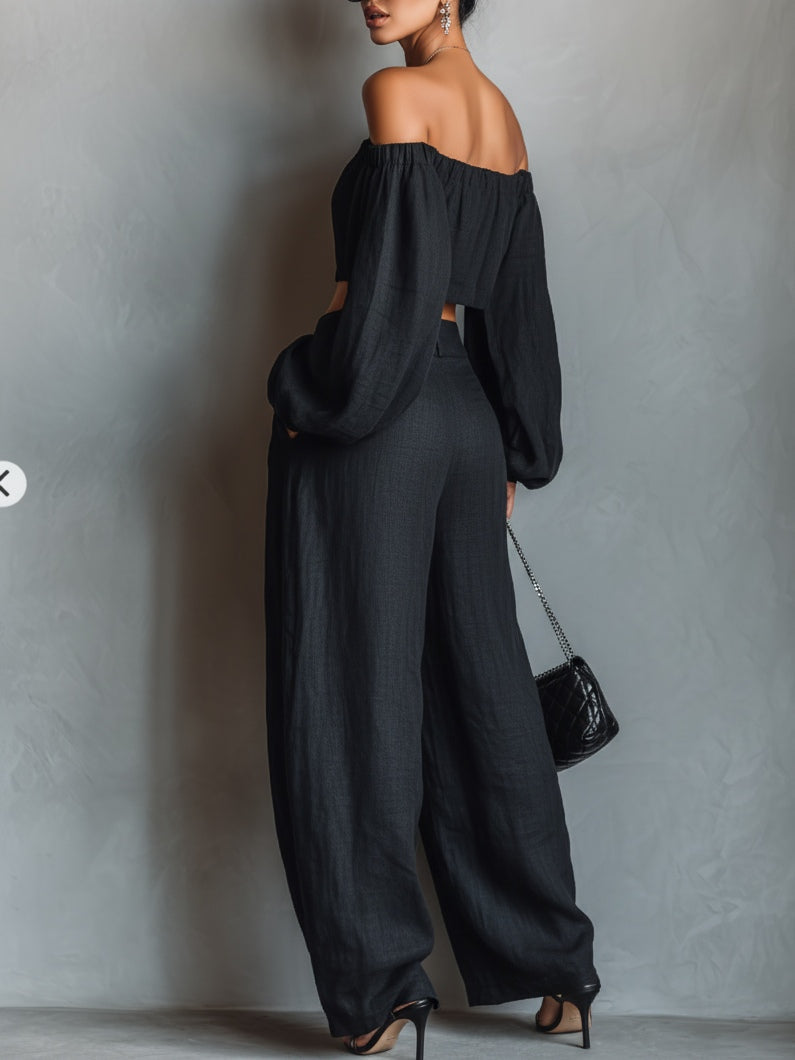 Tess | Ensemble épaule dénudée avec pantalon large