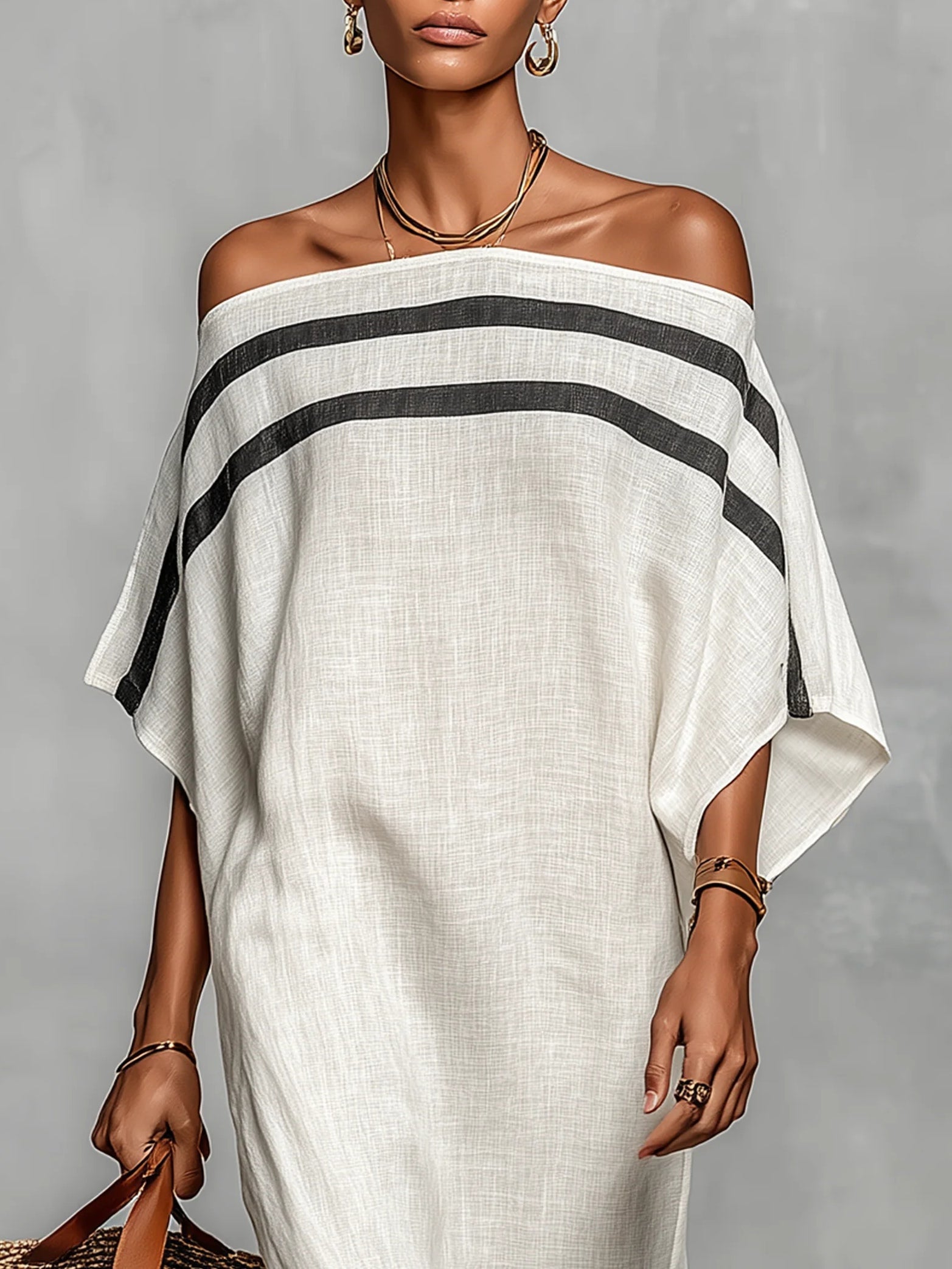 Aveline | Robe Maxi Off-Shoulder avec Manches Chauve-Souris