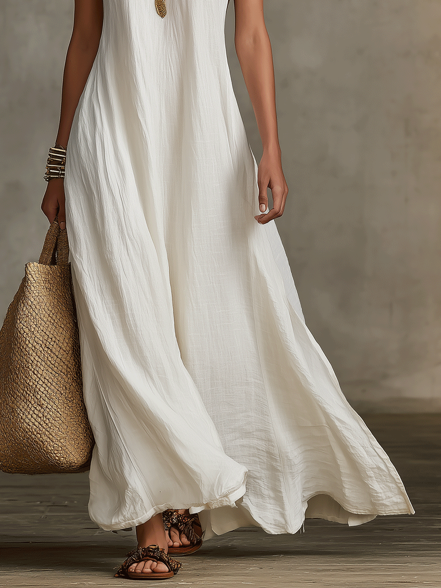 Robe maxi bohème sans manches à tomber