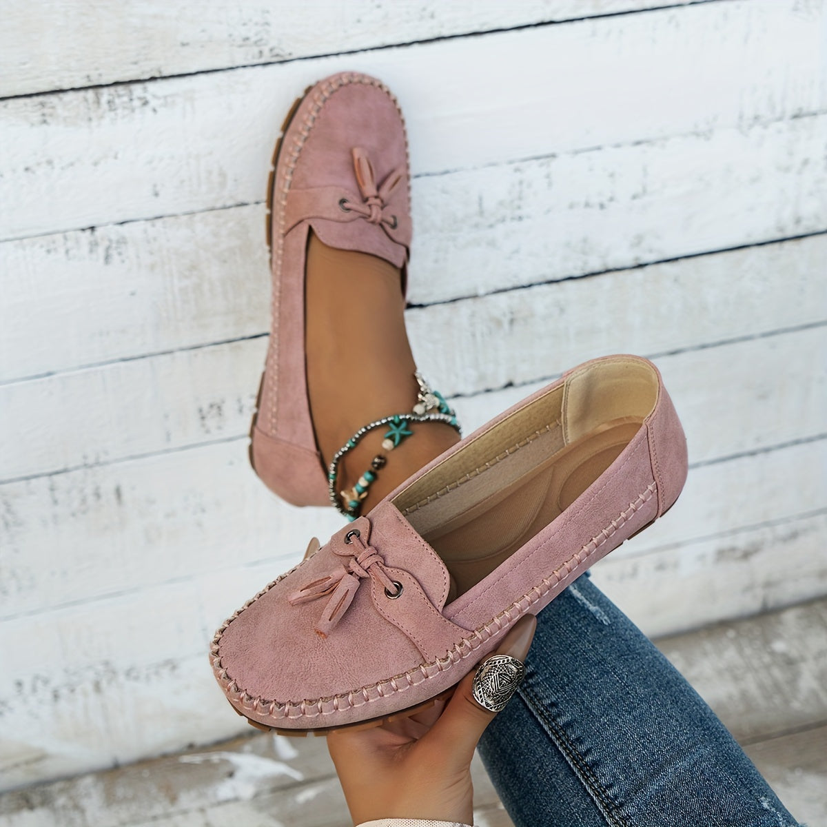 Bella - Mocassins classiques avec détail de pompons