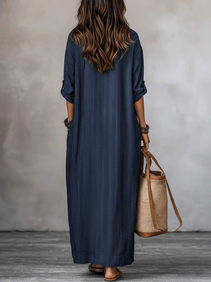 Robe maxi ample indigo de style nomade