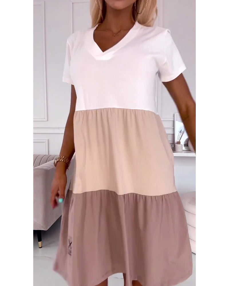 LILYA | Robe d'été décontractée à manches courtes et design color block