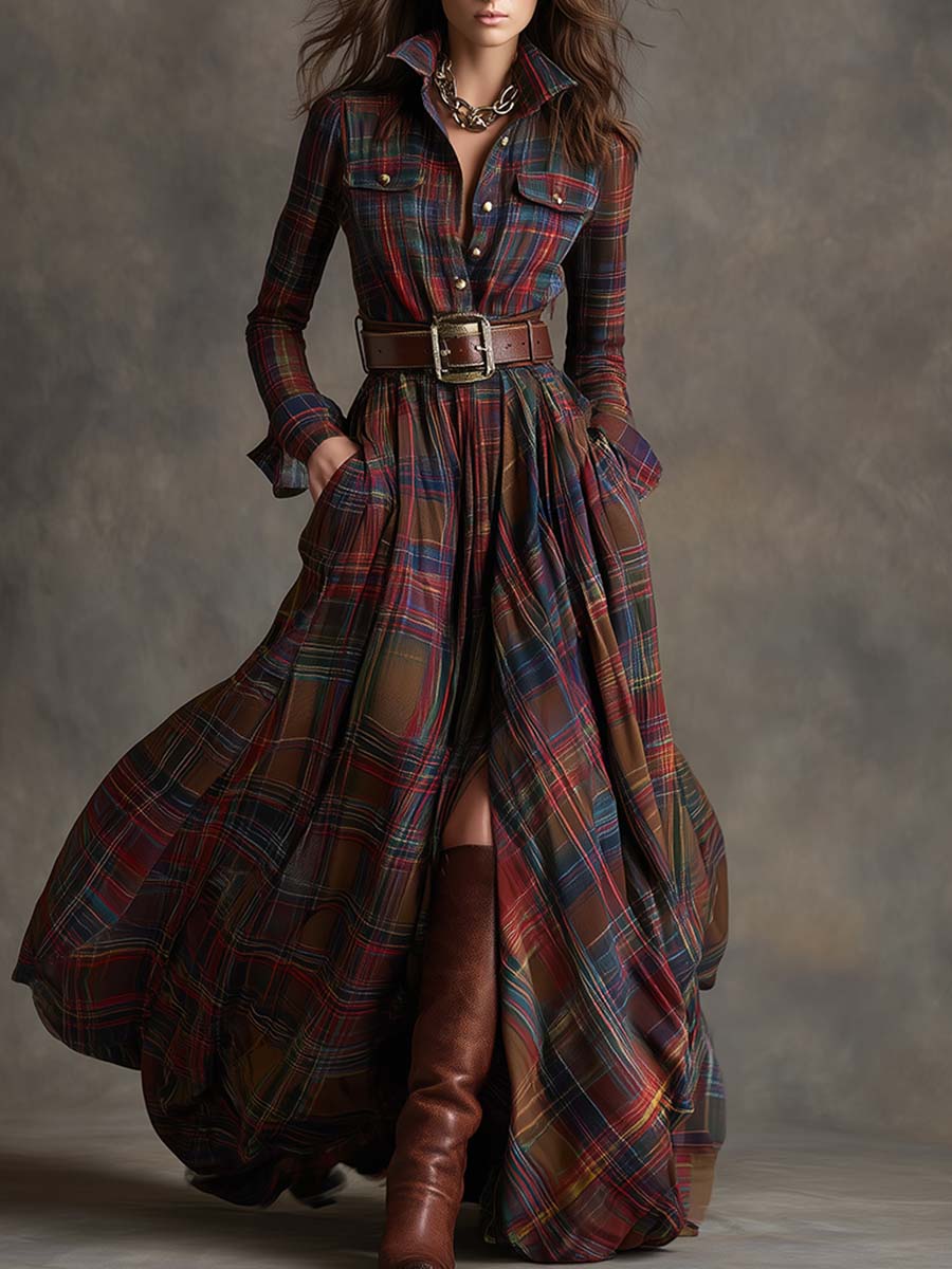 Giulietta - Robe Chemise Maxi avec Motif À Carreaux