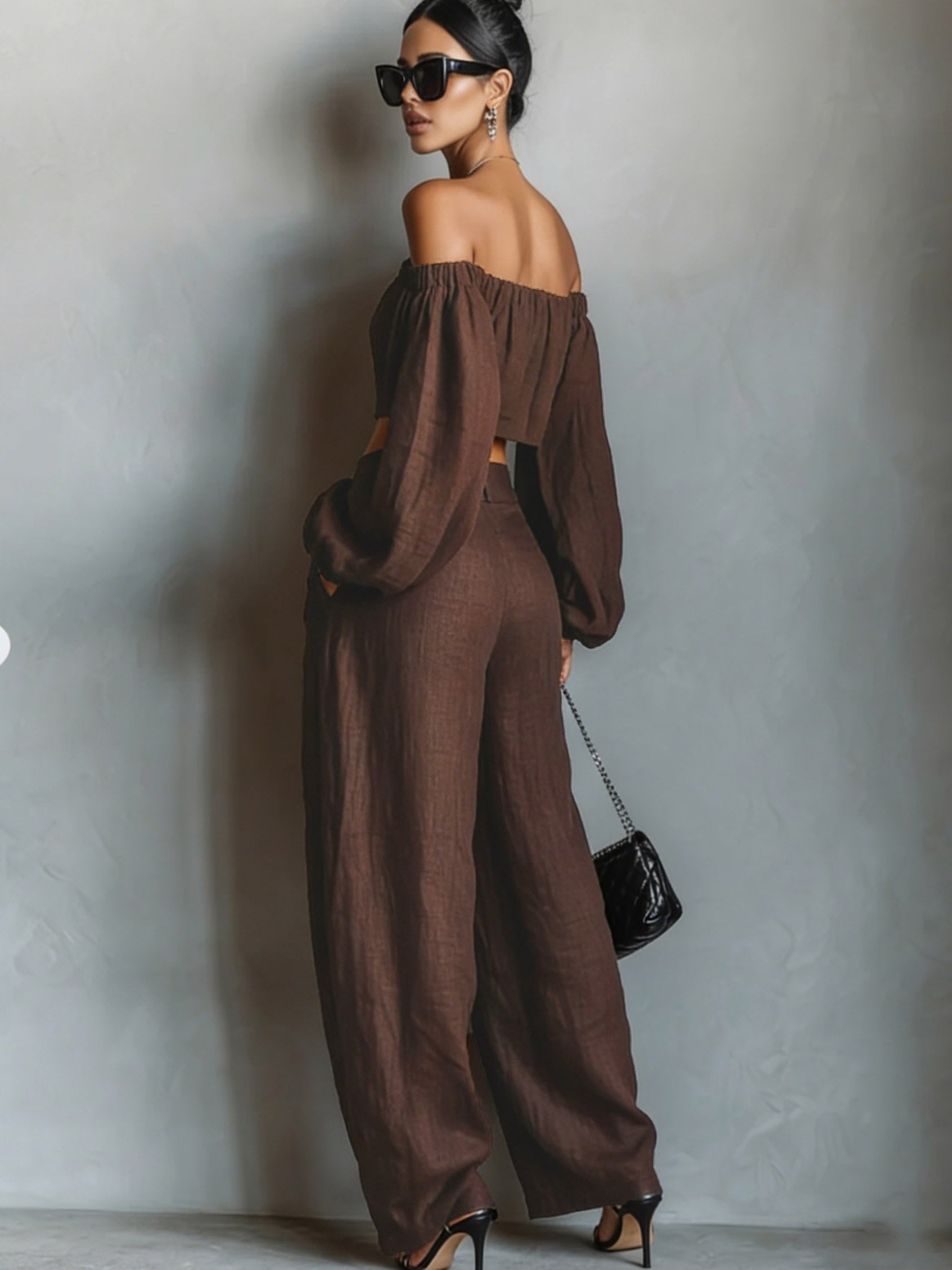 Tiana || Ensemble décolleté hors-épaule avec pantalon large