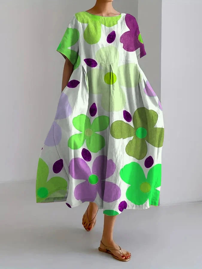 ELIANA | Robe Midi Florale avec Style Décontracté et Confort Estival pour des Jours Colorés