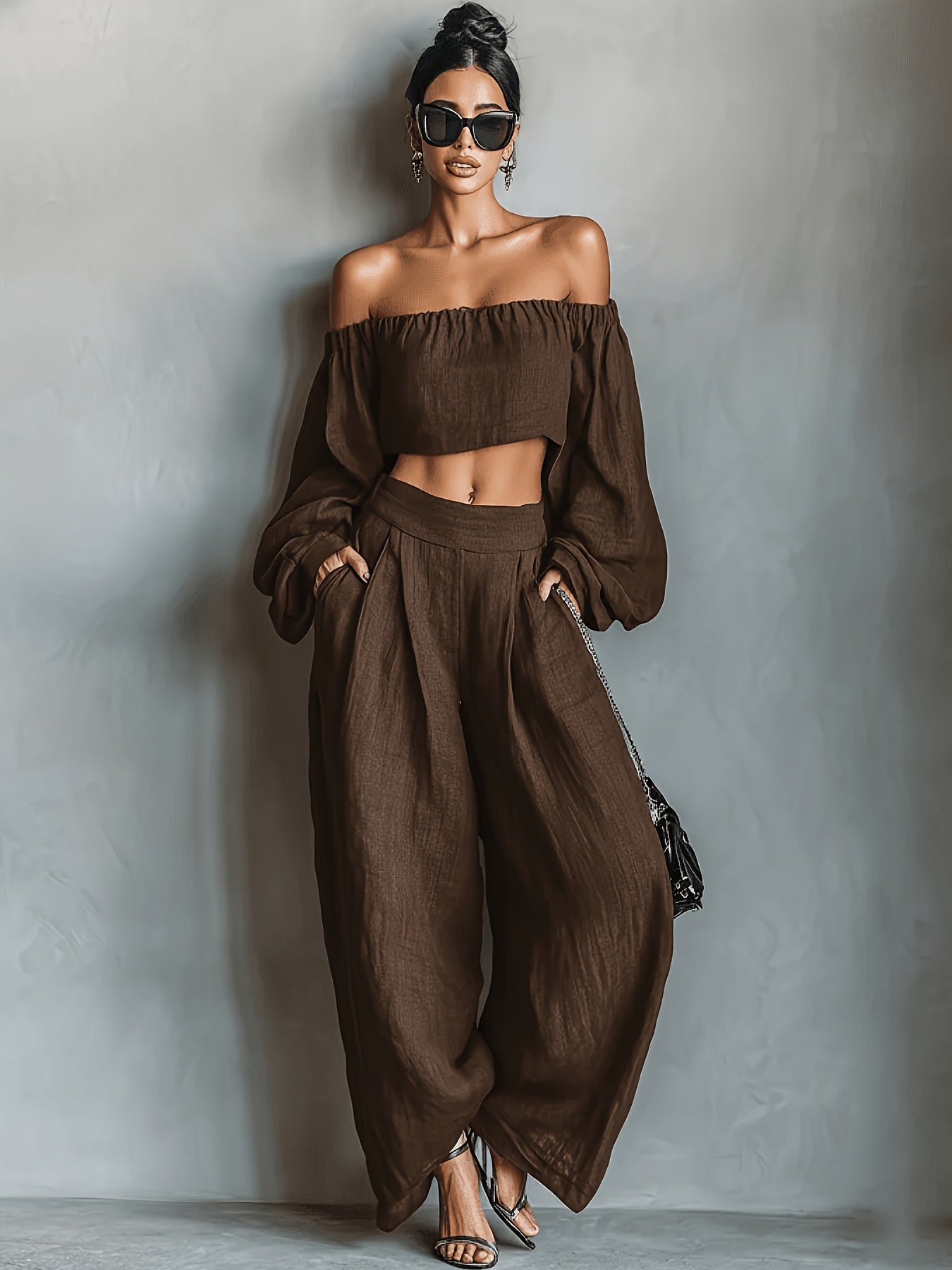 Tiana || Ensemble décolleté hors-épaule avec pantalon large