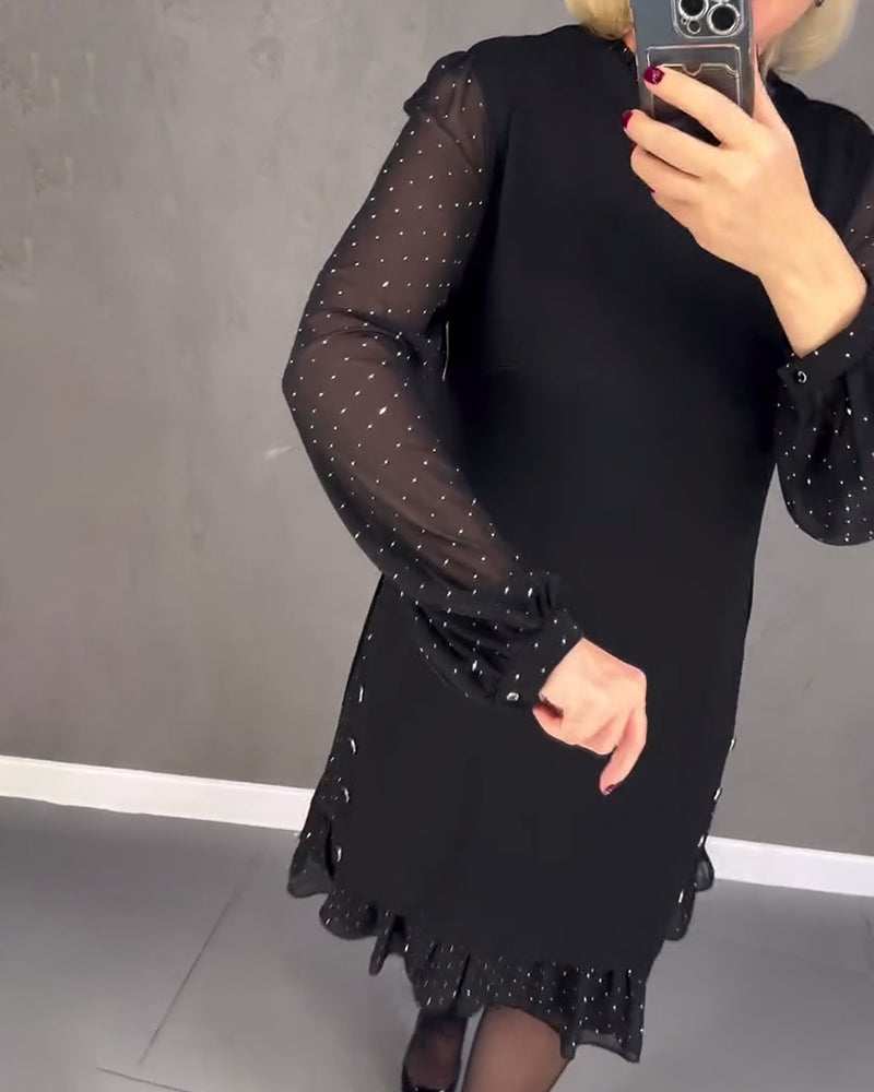 ELIANA | Robe Élégante avec Manches Transparentes et Coupe Flatteuse pour les Occasions d'Automne