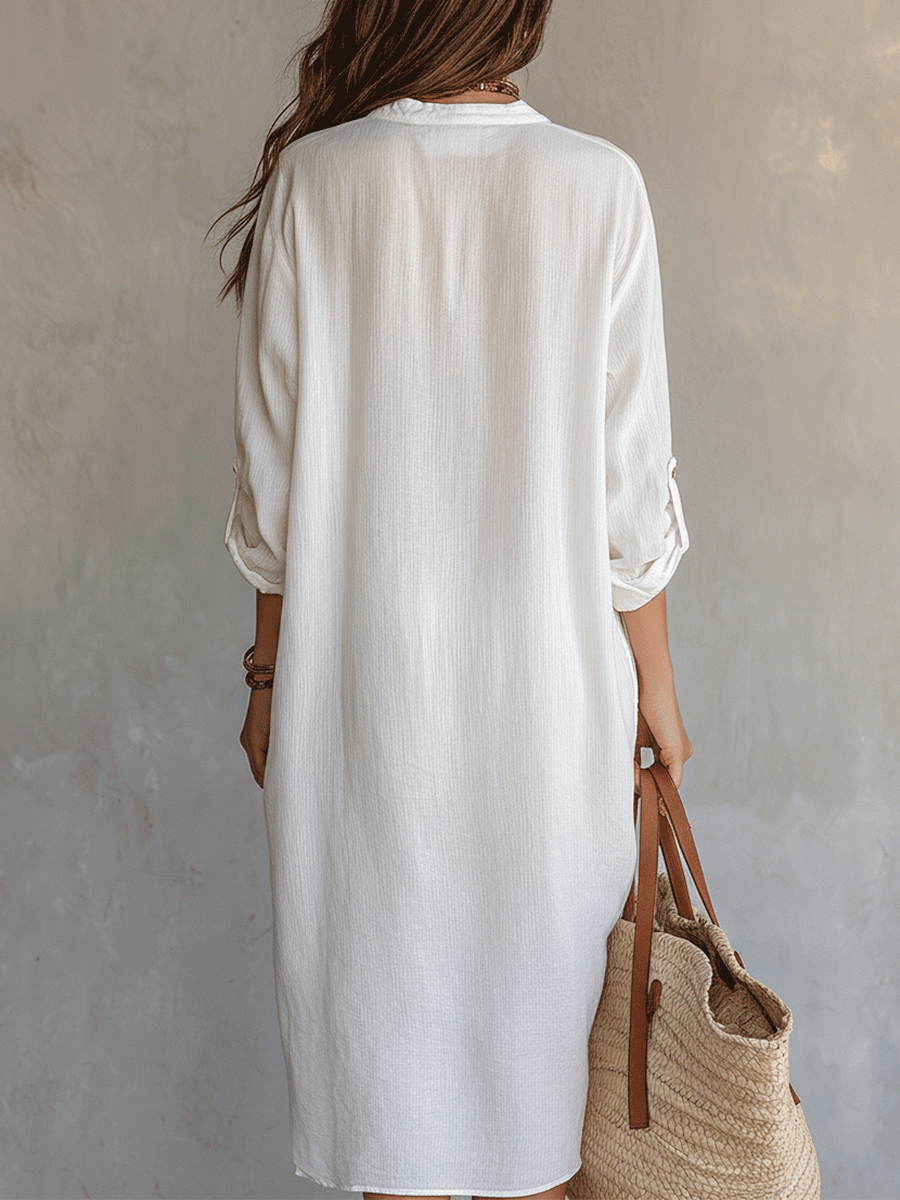 Robe midi blanche bohème et décontractée