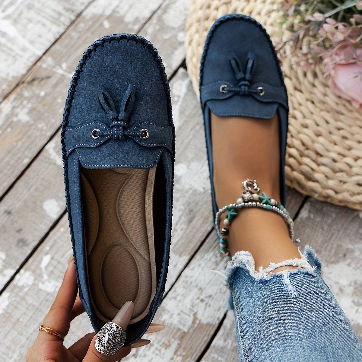 Bella - Mocassins classiques avec détail de pompons