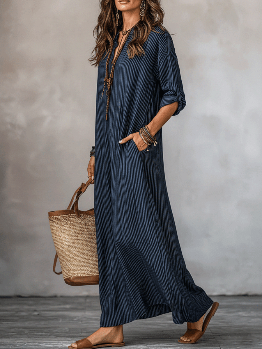 Robe maxi ample indigo de style nomade