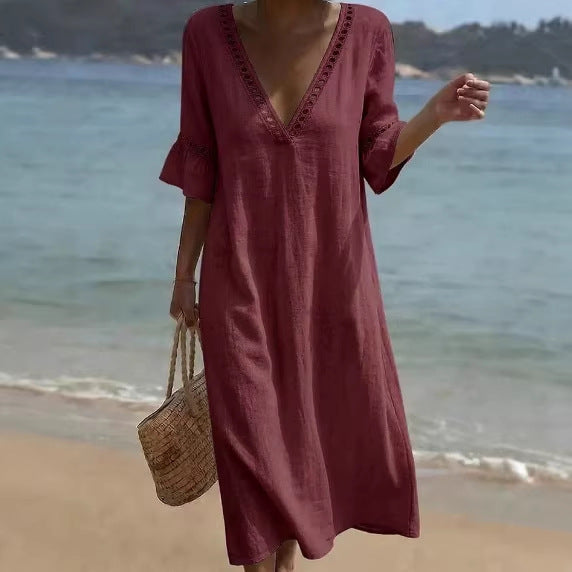 ELARA | Robe Maxi Aérée Confort Flatteur Style Côtier
