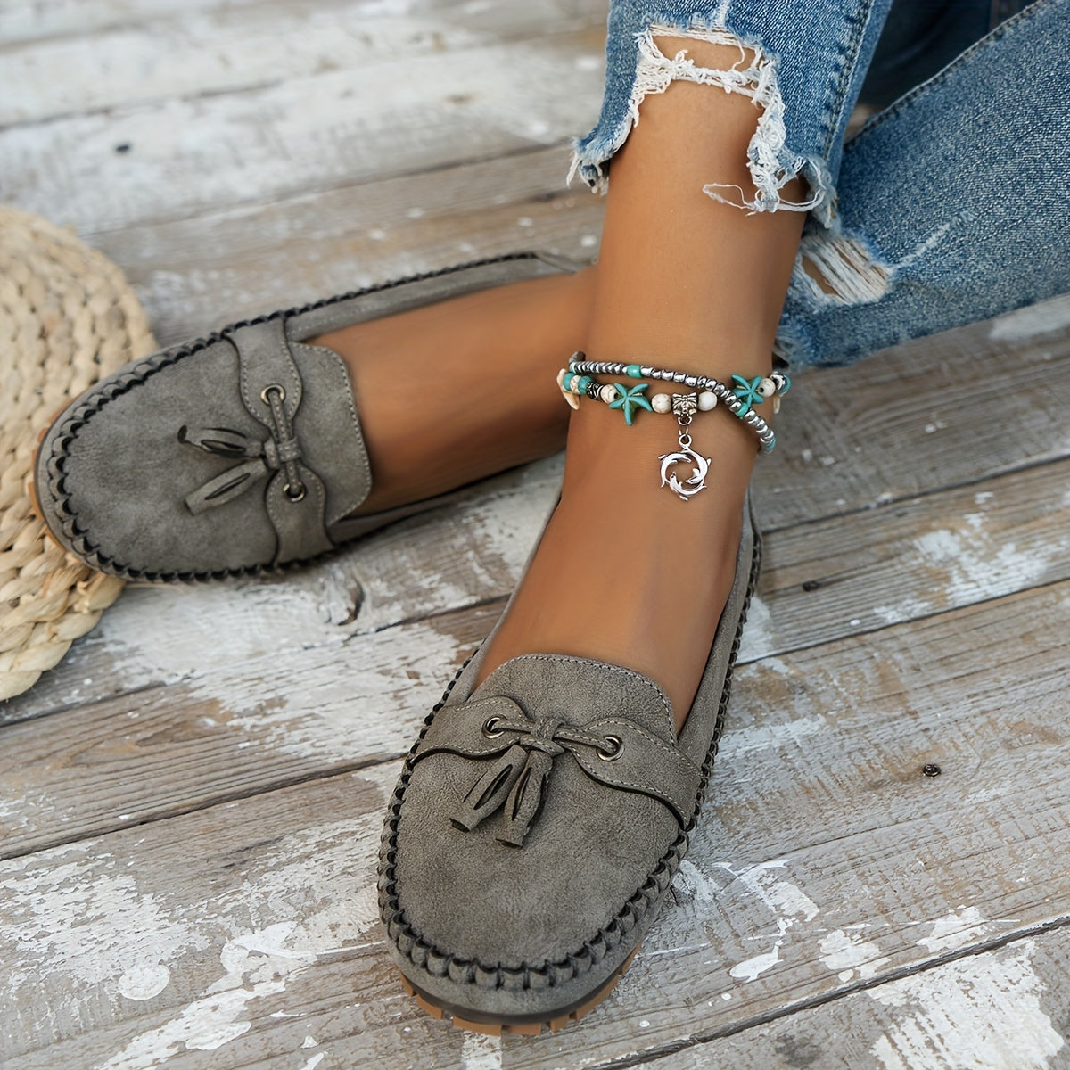 Bella - Mocassins classiques avec détail de pompons